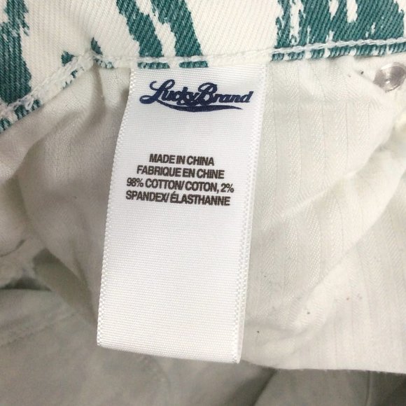 Lucky Brand Charlie Ankle Jeans Womens 10/30 Teal Ikat Aztec - Picture 8 of 8